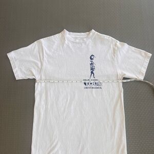 White Graphic T-Shirt with Blue Design